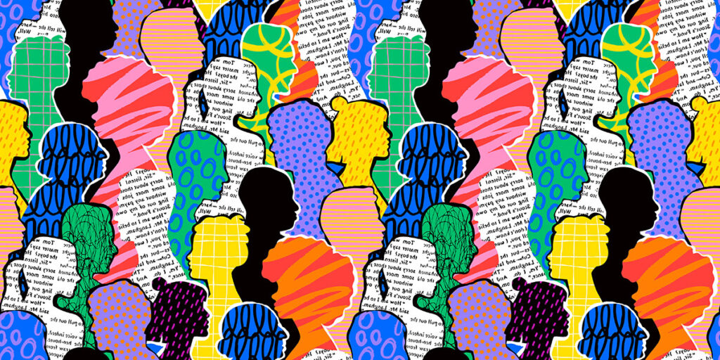 diverse group of people silhouette vector